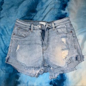 High waisted denim shorts